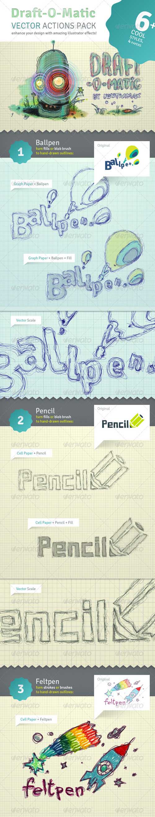 GraphicRiver Draft-O-Matic Sketchbook - Vector Actions Pack