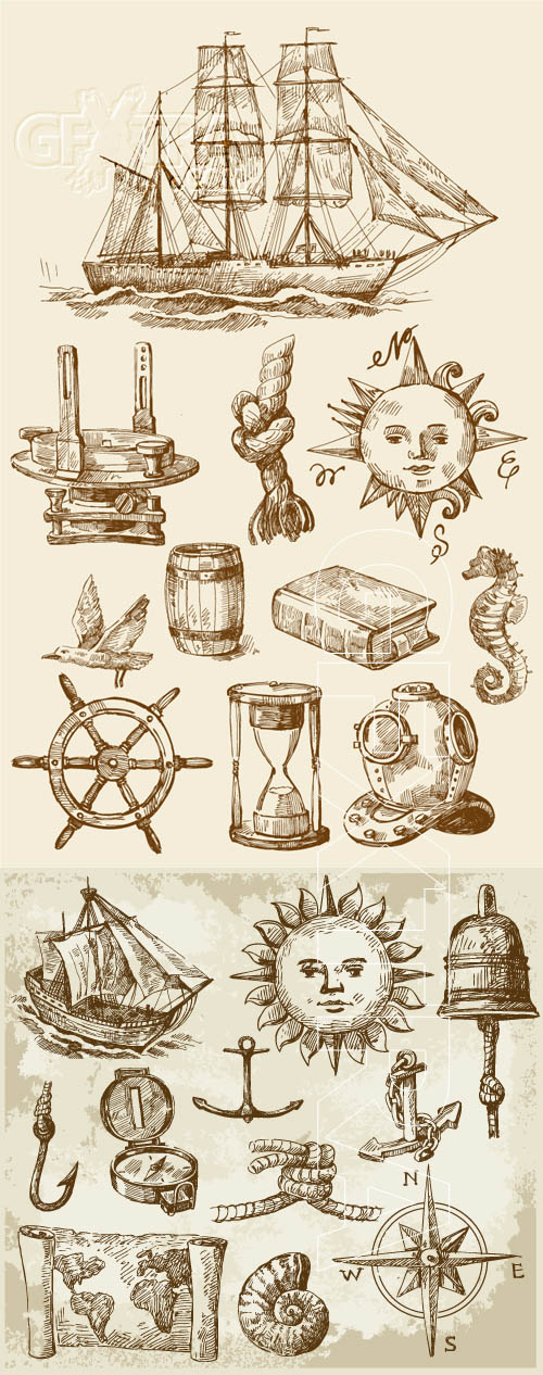 Vintage nautical design elements