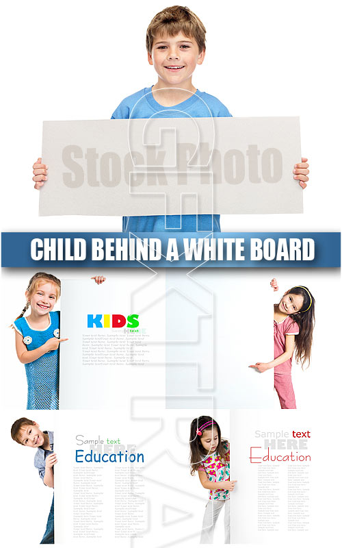 Child behind a white board - UHQ Stock Photo