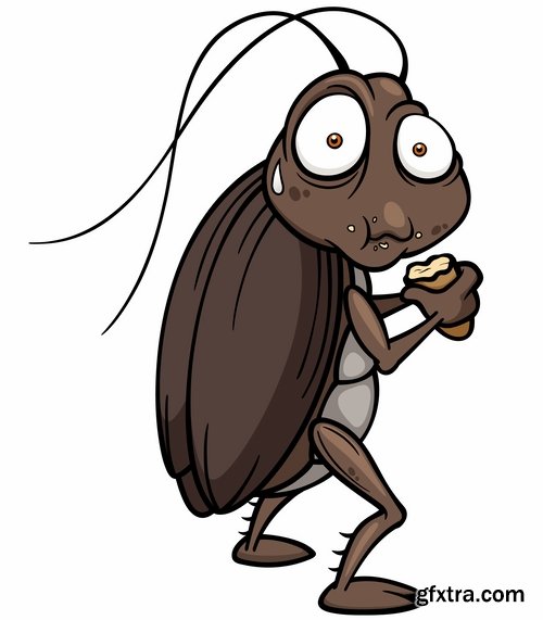 Collection of cartoon cockroach insect 25 EPS