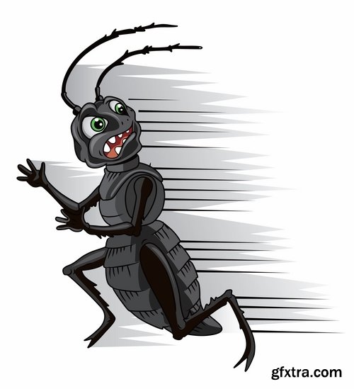 Collection of cartoon cockroach insect 25 EPS
