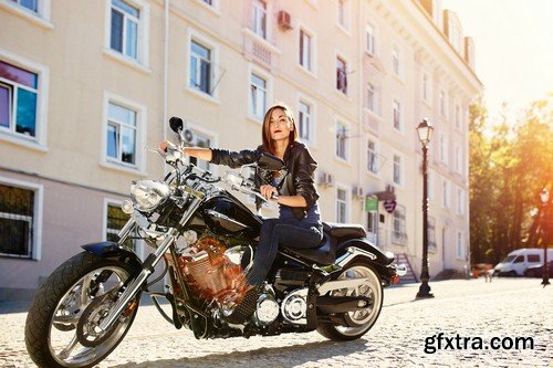 Girl and motorcycle 1-5xJPEGs