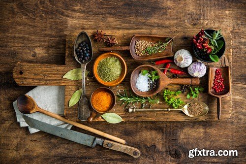 Colorful Spices on Wooden Table - 19xUHQ JPEG