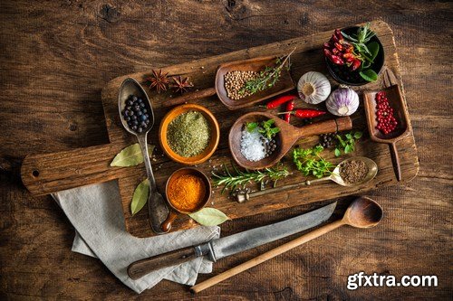 Colorful Spices on Wooden Table - 19xUHQ JPEG