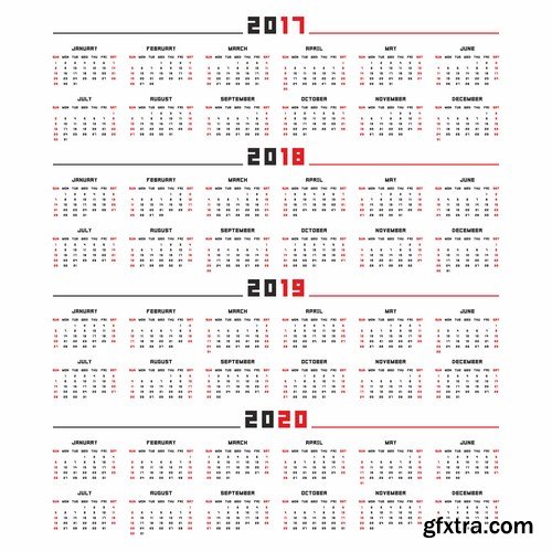 Calendar 2017 part 3 - Set of 20xEPS Professional Vector Stock