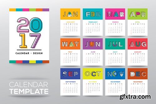 Calendar 2017 part 3 - Set of 20xEPS Professional Vector Stock