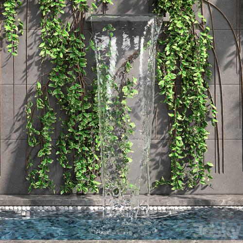 Wall fountains with ivy