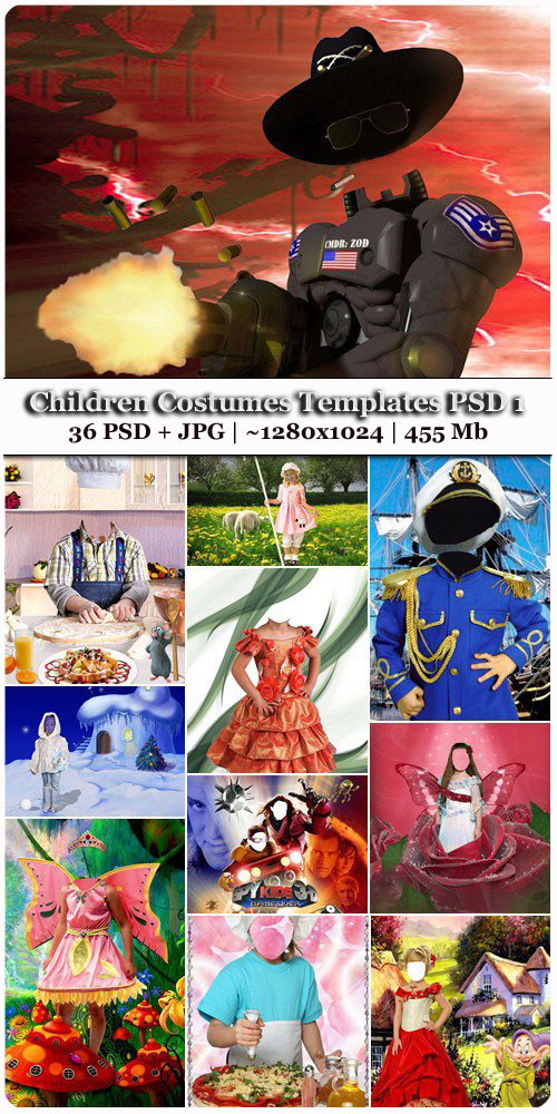 Photoshop Children Costumes Templates 36 PSD