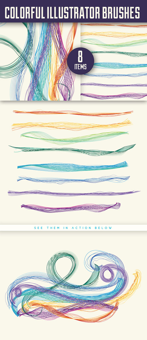 Designtnt - Colourful Brushes for Adobe Illustrator