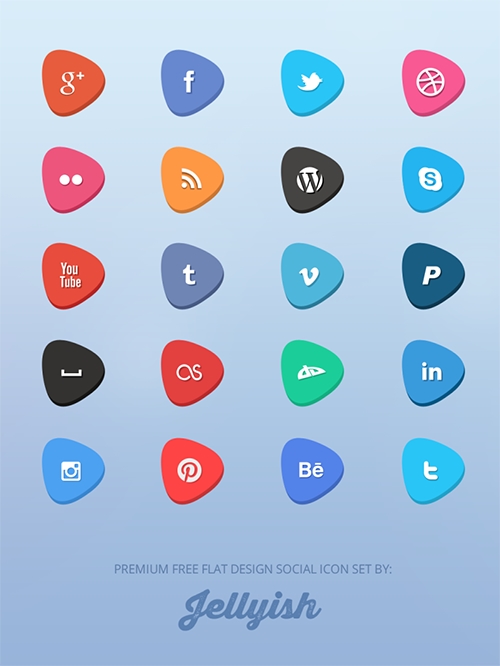 PSD Web Design -  Flat Social Icon Set