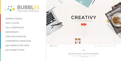 ThemeForest - Bubbles Responsive Parallax One Page Template - RIP