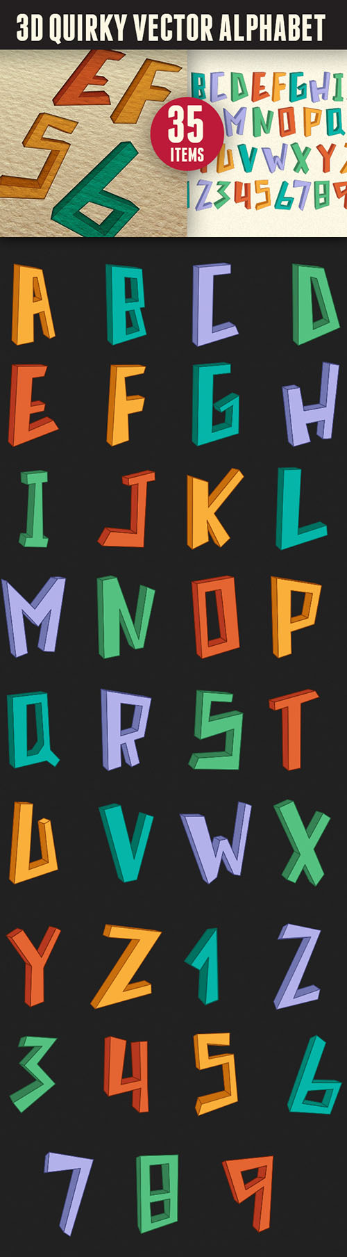 3D Quirky Vector Alphabet Illustration
