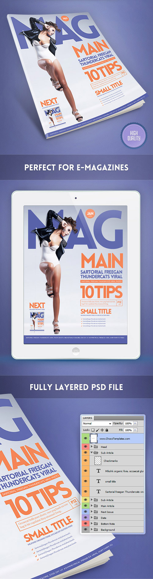 Cover of Magazine & iPad - PSD Template