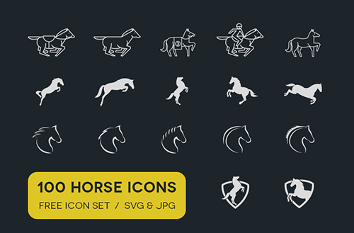 JPG & SVG Web Icons - 100 Horse Icons