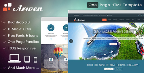 ThemeForest - Arwen One Page HTML Template - RIP